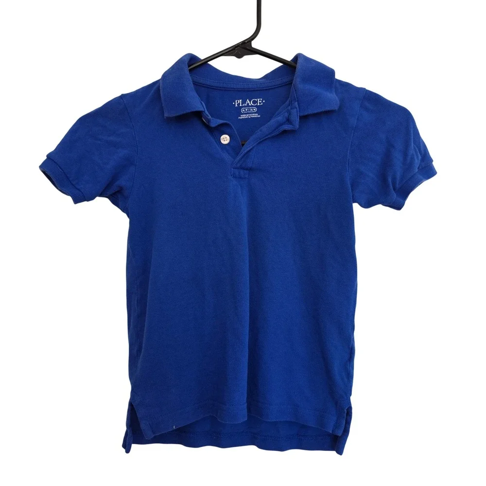 The Childrens Place Boys Royal Blue Short Sleeve Pique Polo Shirt Size S 5/6‎
